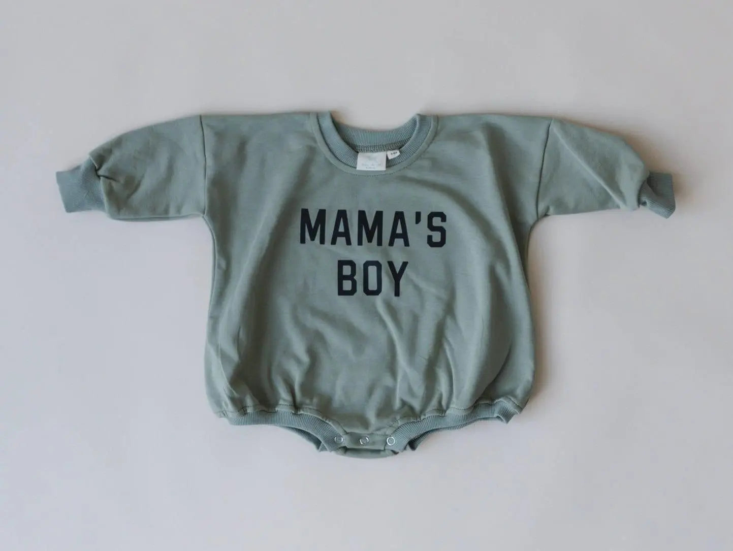 Mama's Boy Oversized Sweatshirt Romper With Snaps At Crotch Little Joy Co. Everetts Place: Online Boutique 15.00