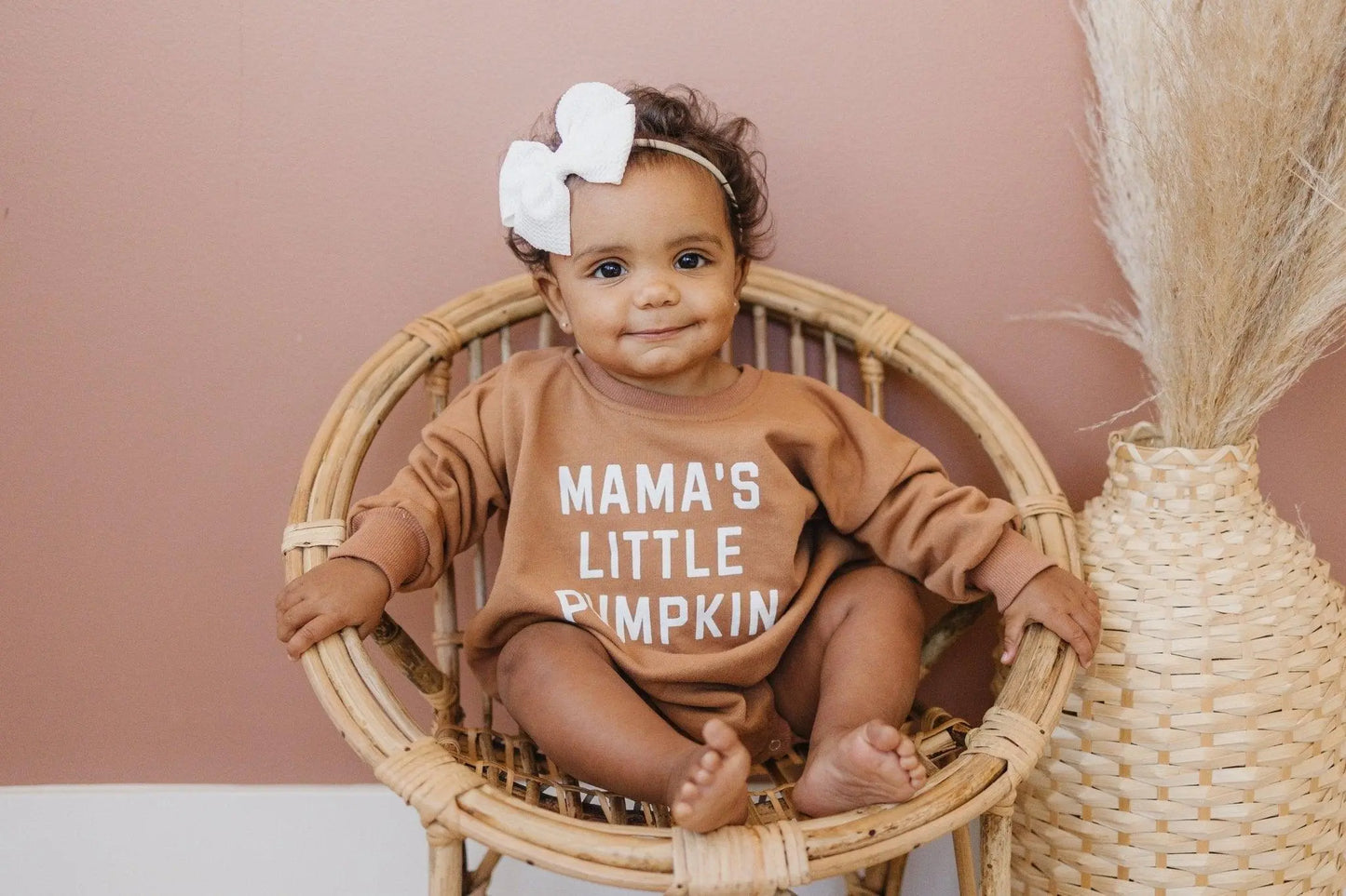 Little Joy Co. Mama's Pumpkin Sweatshirt Romper Snaps Easy Diaper Change -