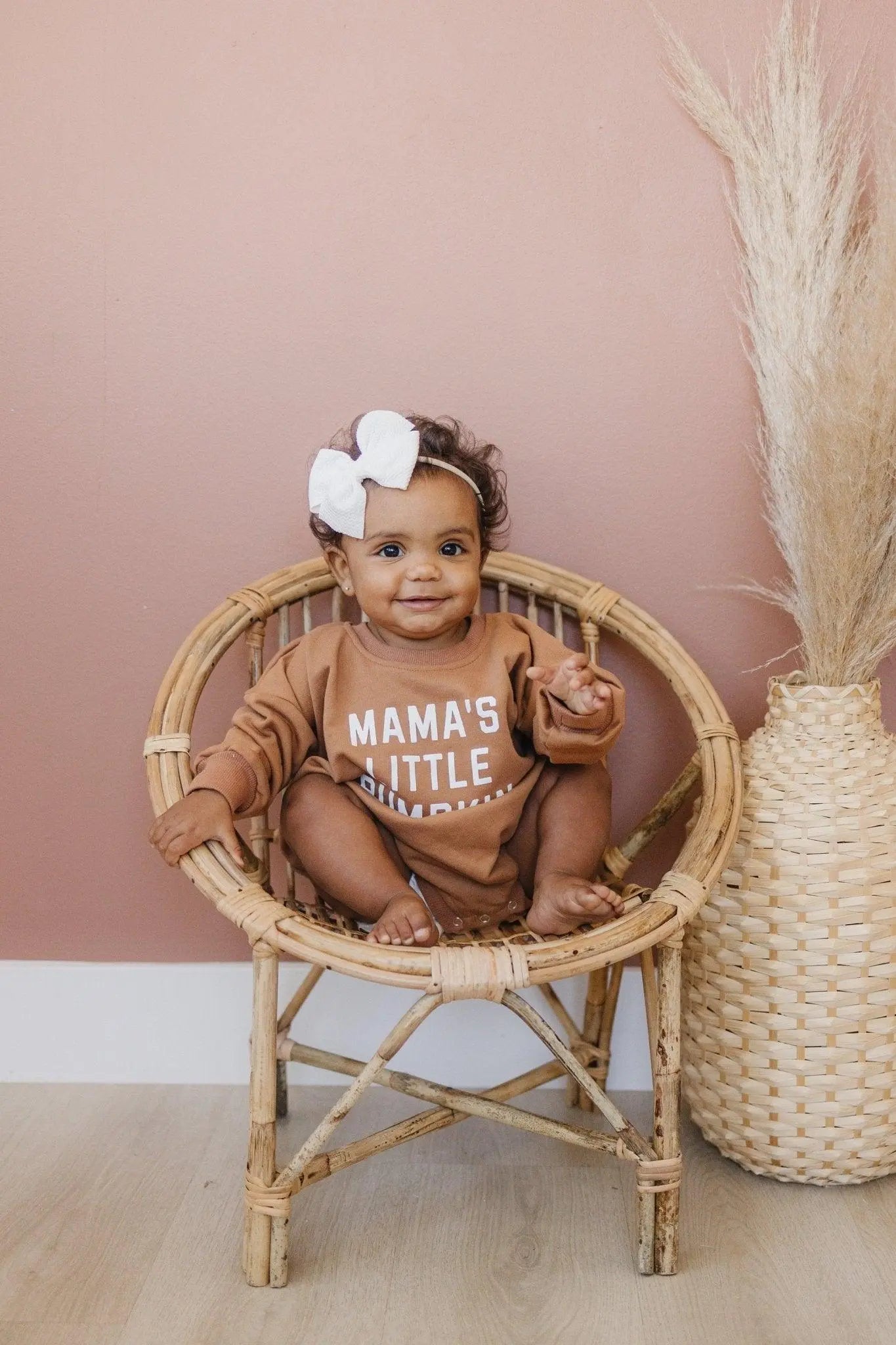 Little Joy Co. Mama's Pumpkin Sweatshirt Romper Snaps Easy Diaper Change -