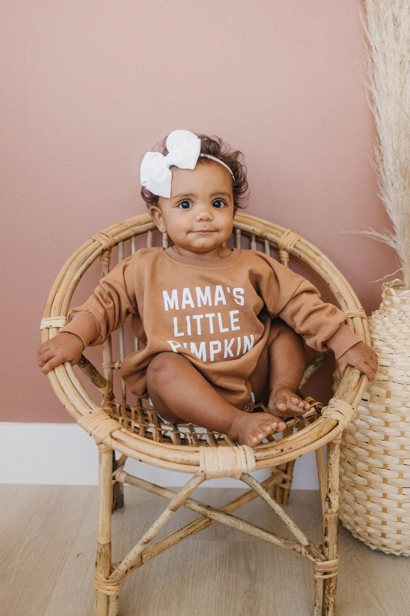 Little Joy Co. Mama's Pumpkin Sweatshirt Romper Snaps Easy Diaper Change -