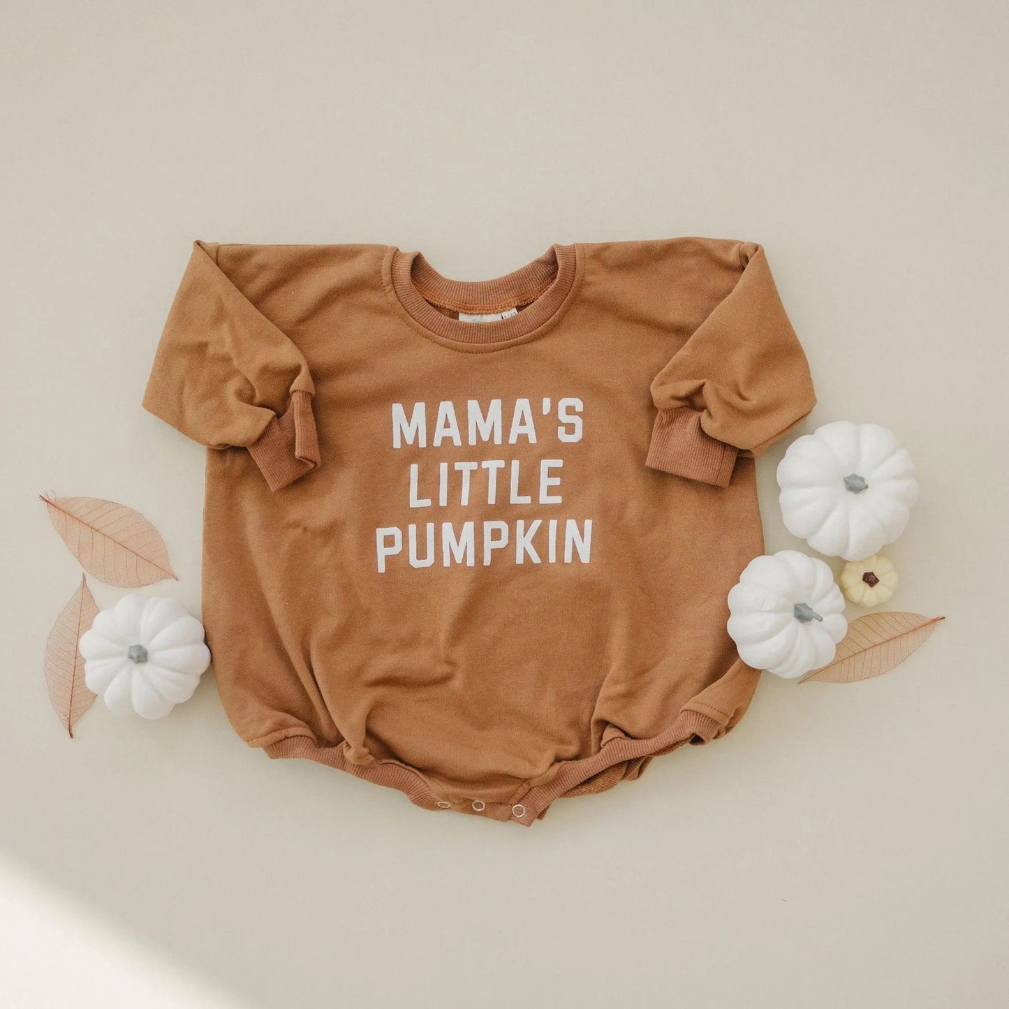 Little Joy Co. Mama's Pumpkin Sweatshirt Romper Snaps Easy Diaper Change -