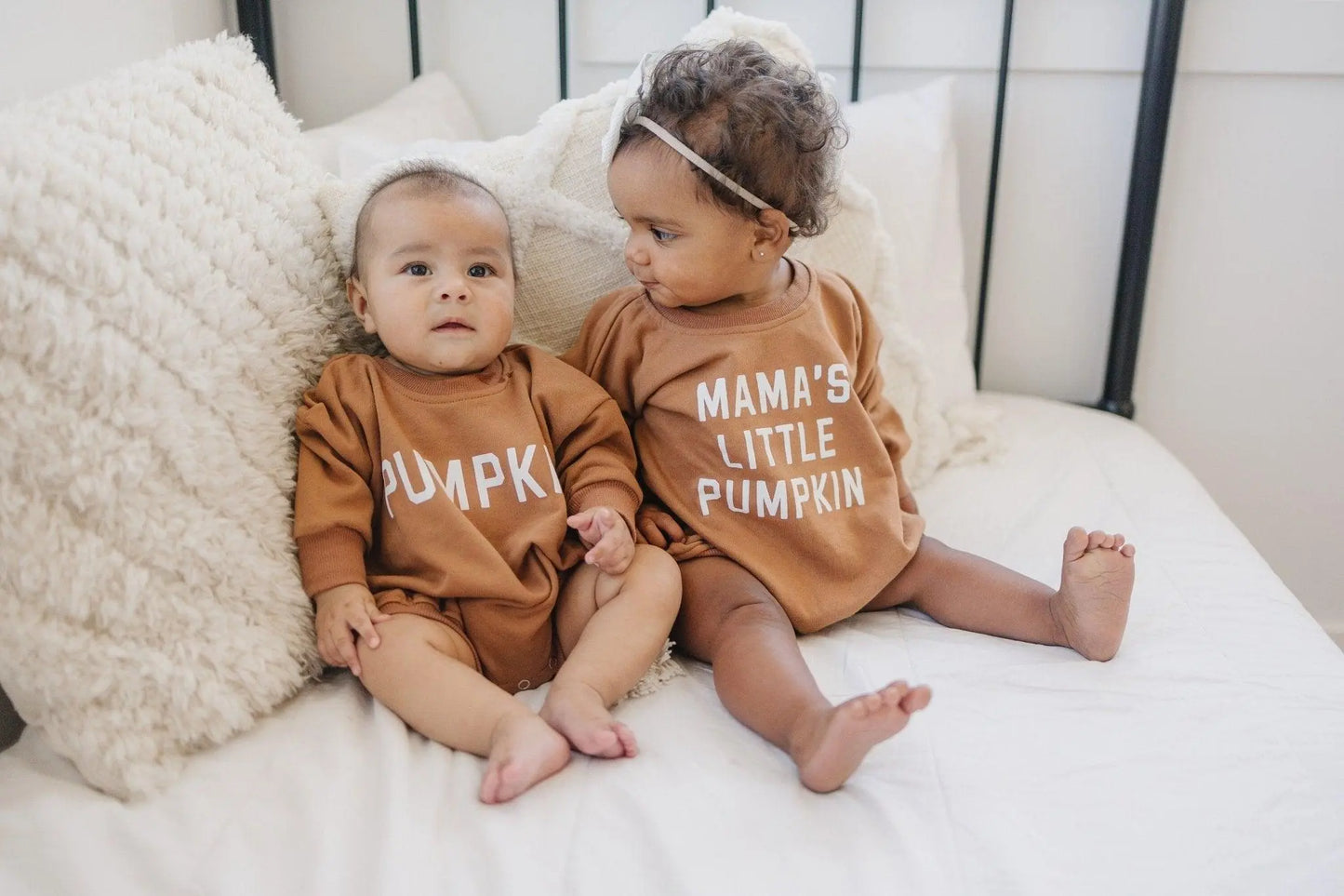 Little Joy Co. Mama's Pumpkin Sweatshirt Romper Snaps Easy Diaper Change -