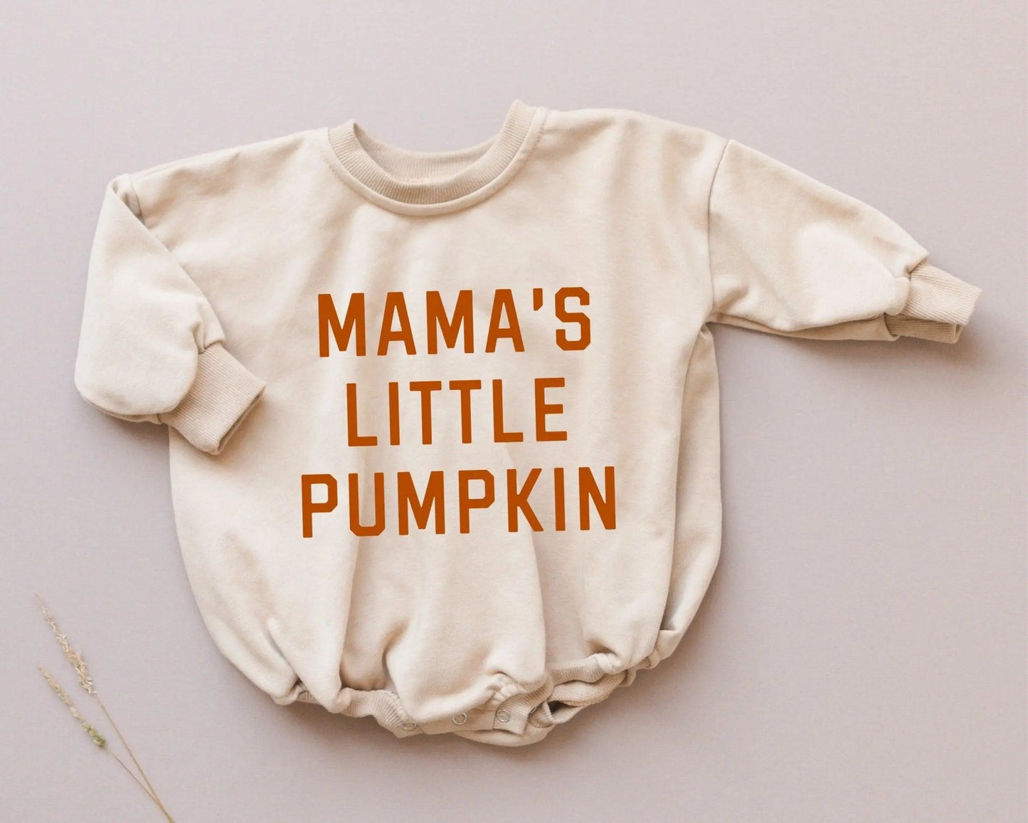 Little Joy Co. Mama's Pumpkin Sweatshirt Romper Snaps Easy Diaper Change -