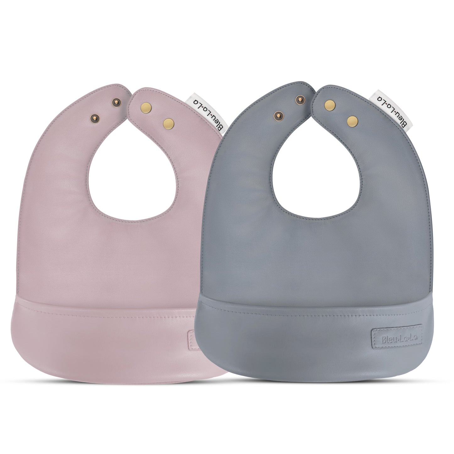 Classic Set of Soft Vegan Leather Easy Clean Bibs for Babies 0 to 12 Months Bleu La La