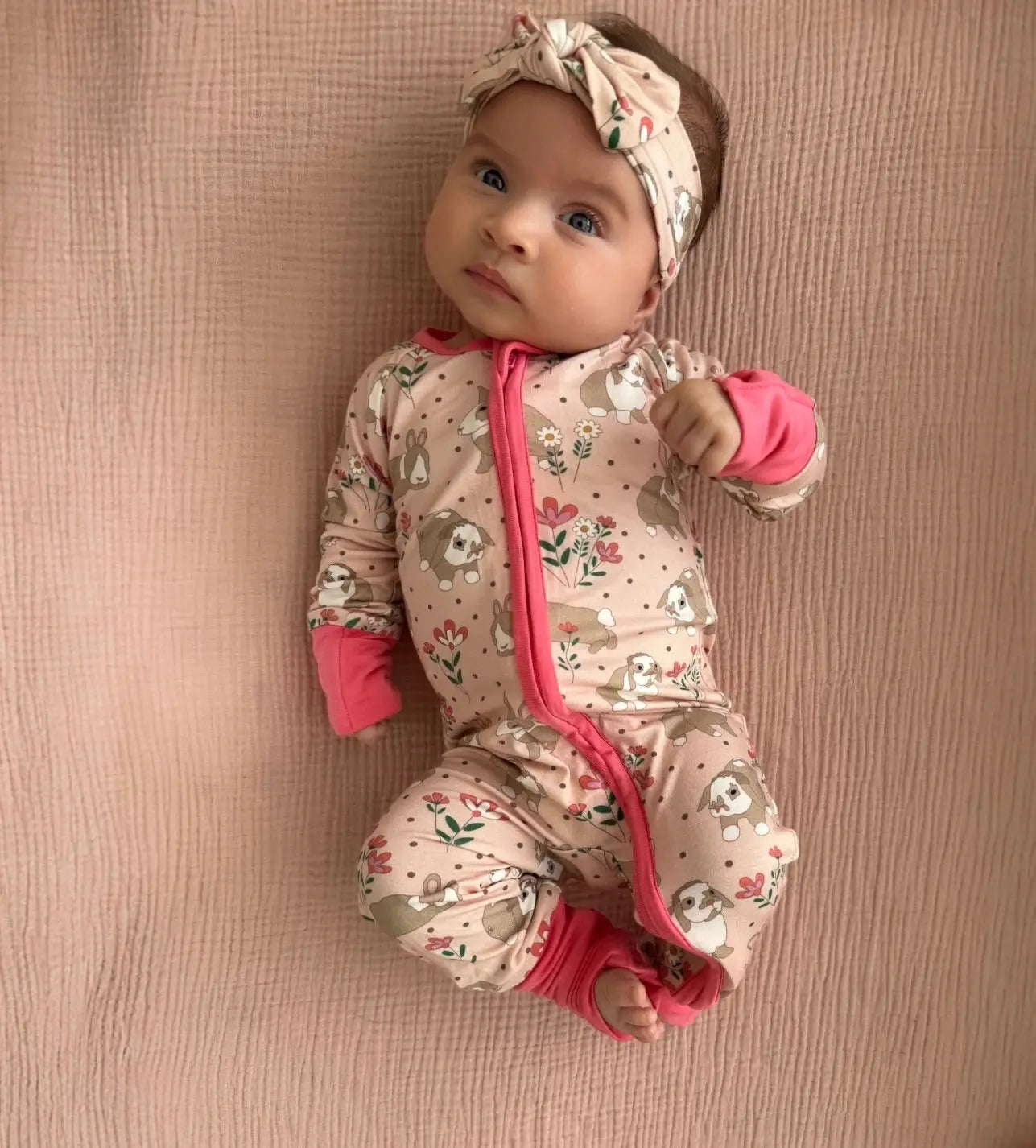 Meadow Bunny Convertible Zip Footies for Babies Dreamlet Dreamlet Everetts Place: Online Boutique