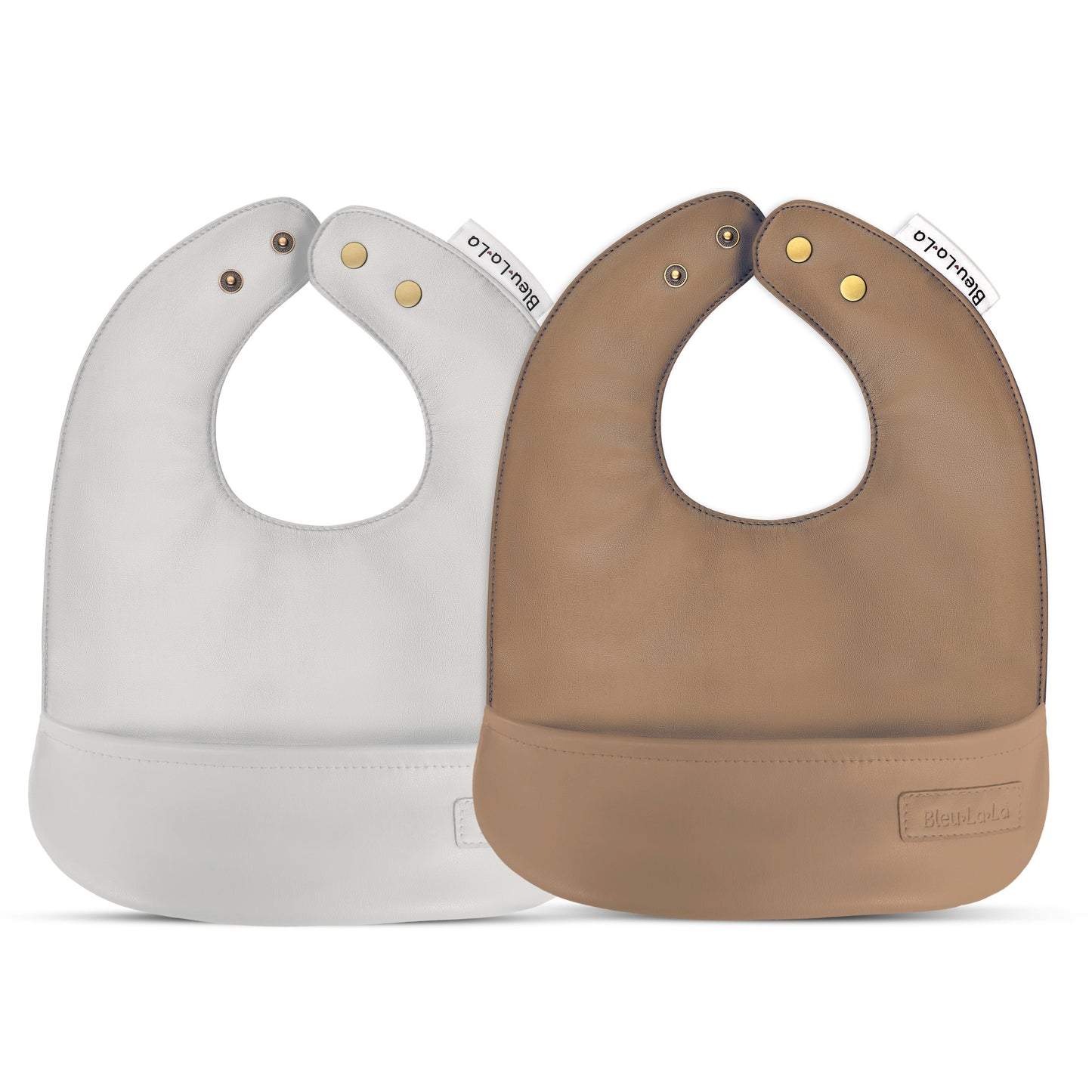 Classic Set of Soft Vegan Leather Easy Clean Bibs for Babies 0 to 12 Months Bleu La La