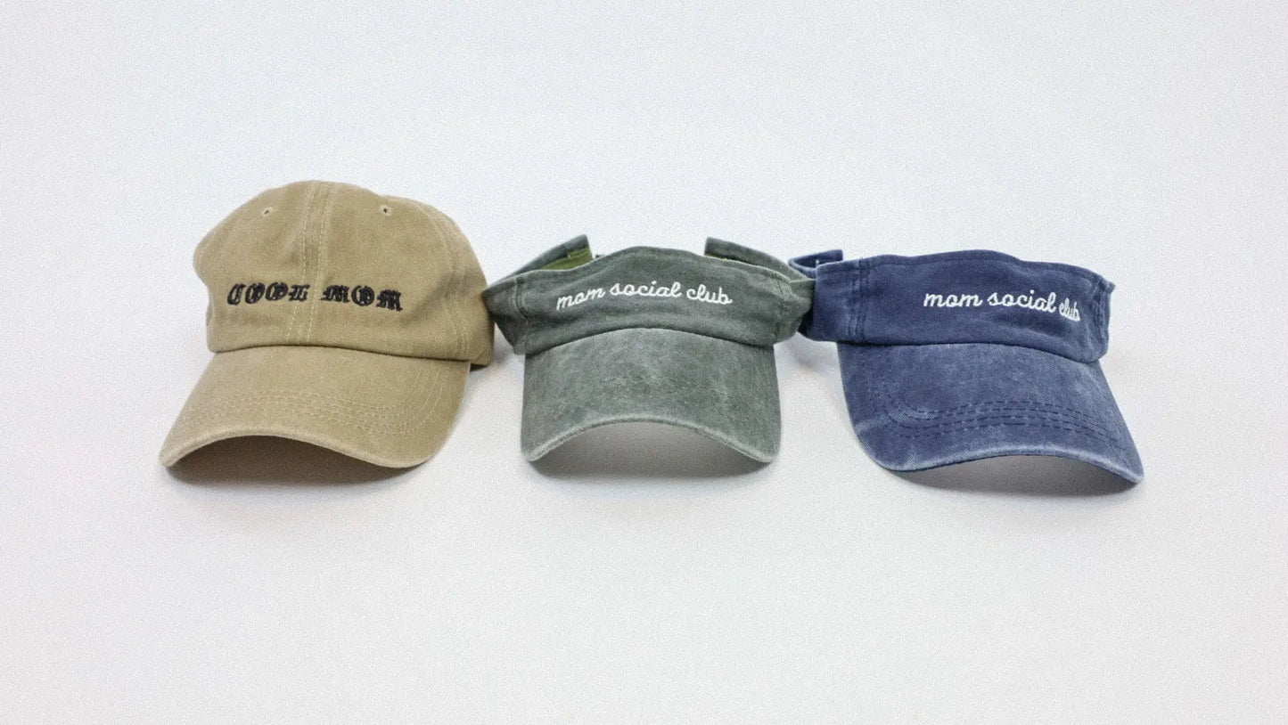 Mom Social Club Vintage Green Visor Hat For Summer Moms Charlie Lou Baby Everetts Place: Online Boutique