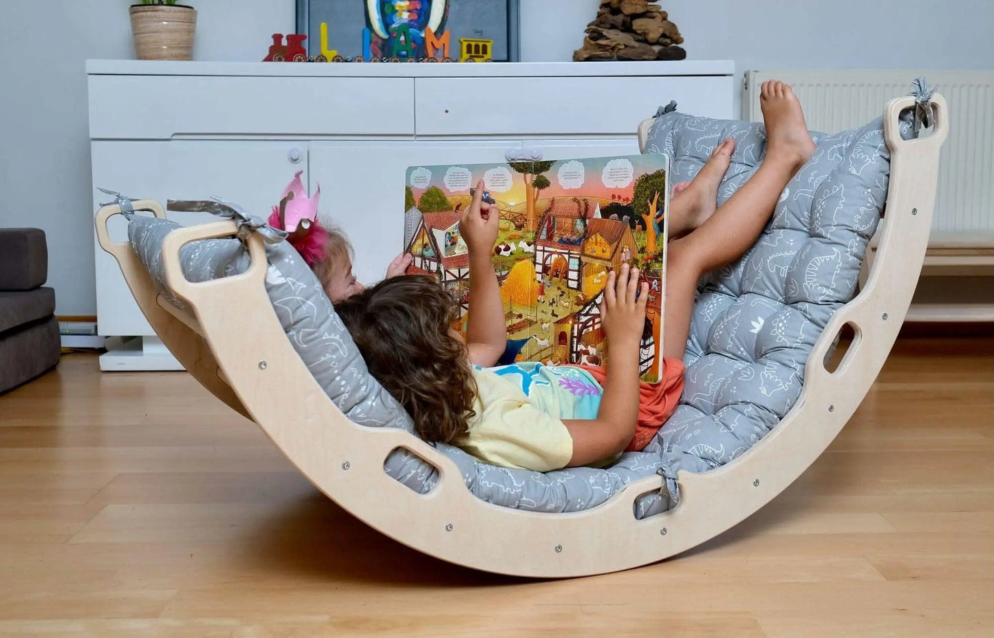 Kidodido Montessori Arch And Rocker Gray Dinosaur Pattern Pillow Set - Toys & Games > Toys > Activity Toys Climbing Arch and Rockers