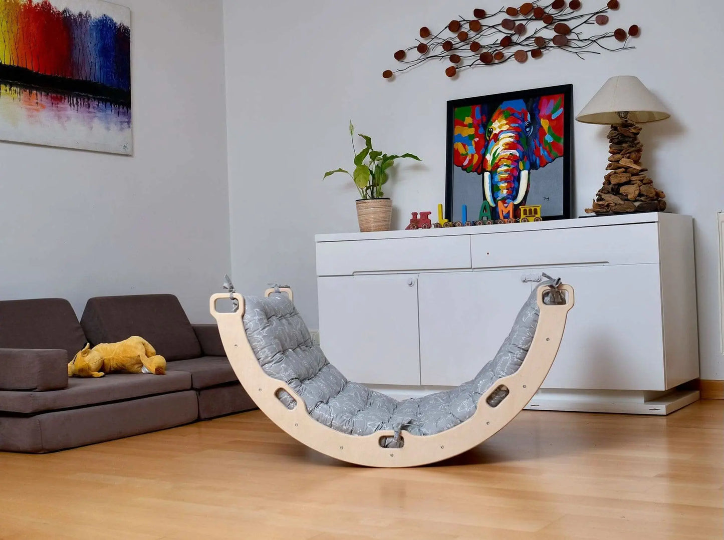 Kidodido Montessori Arch And Rocker Gray Dinosaur Pattern Pillow Set - Toys & Games > Toys > Activity Toys Climbing Arch and Rockers