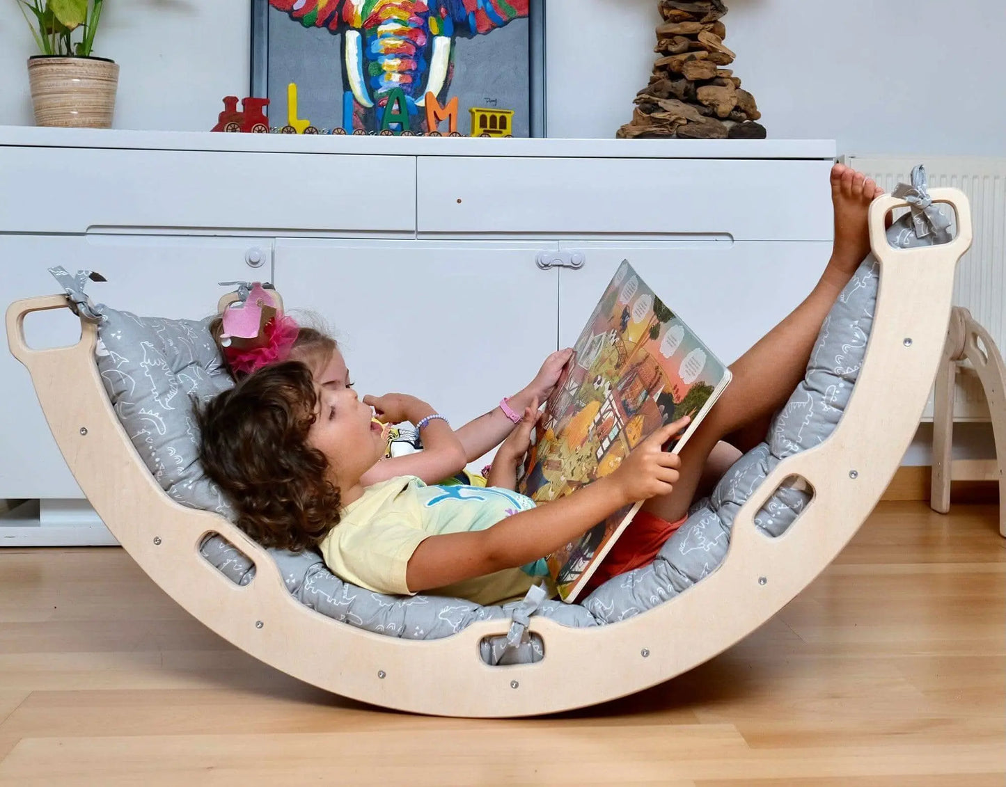 Kidodido Montessori Arch And Rocker Gray Dinosaur Pattern Pillow Set - Toys & Games > Toys > Activity Toys Climbing Arch and Rockers
