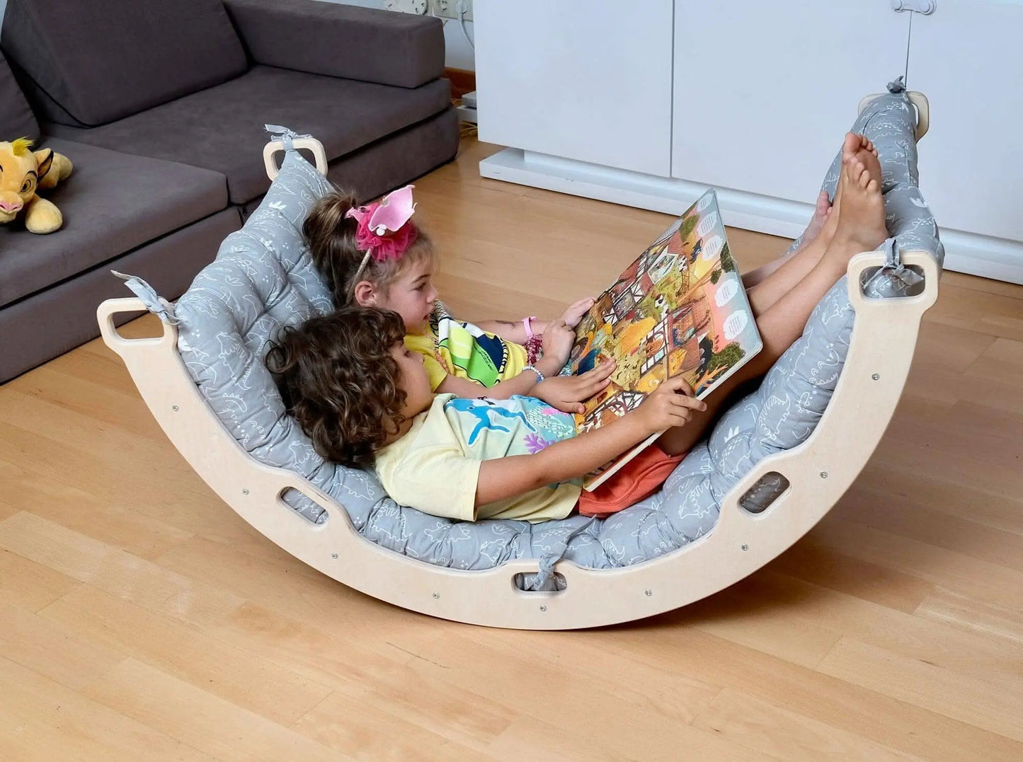 Kidodido Montessori Arch And Rocker Gray Dinosaur Pattern Pillow Set - Toys & Games > Toys > Activity Toys Climbing Arch and Rockers