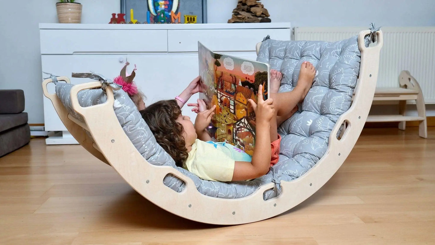 Kidodido Montessori Arch And Rocker Gray Dinosaur Pattern Pillow Set - Toys & Games > Toys > Activity Toys Climbing Arch and Rockers