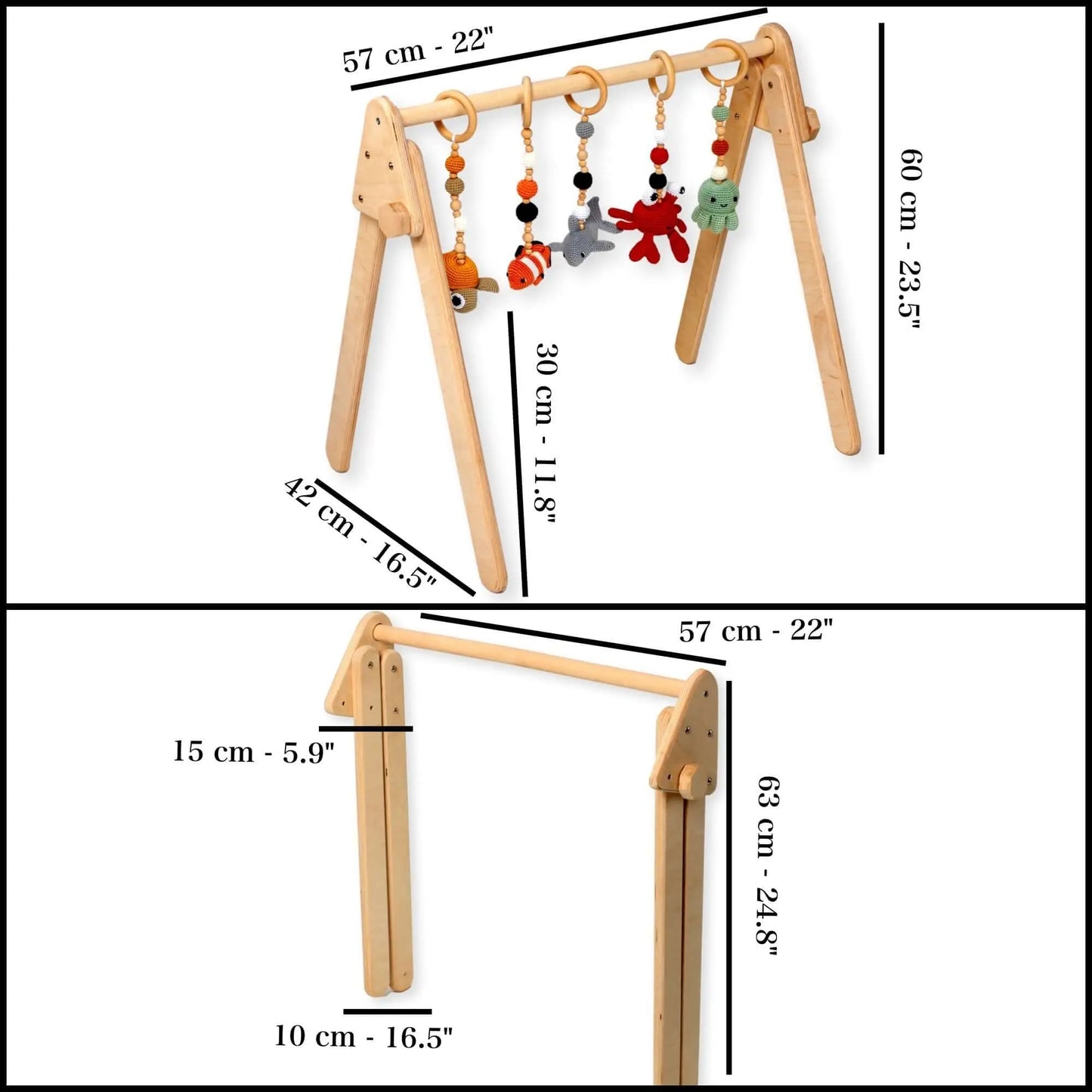 Kidodido Montessori Baby Gym With Hanging Toys Wooden Play Gym - Baby & Toddler > Baby Toys & Activity Equipment > Play Mats & Gyms > Play Mats