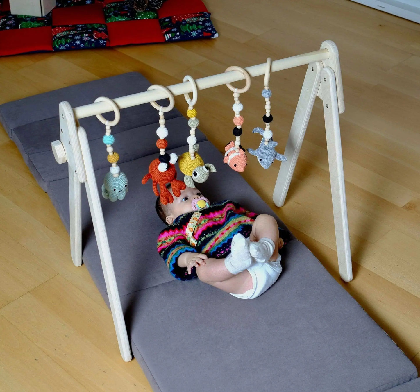 Kidodido Montessori Baby Gym With Hanging Toys Wooden Play Gym - Baby & Toddler > Baby Toys & Activity Equipment > Play Mats & Gyms > Play Mats