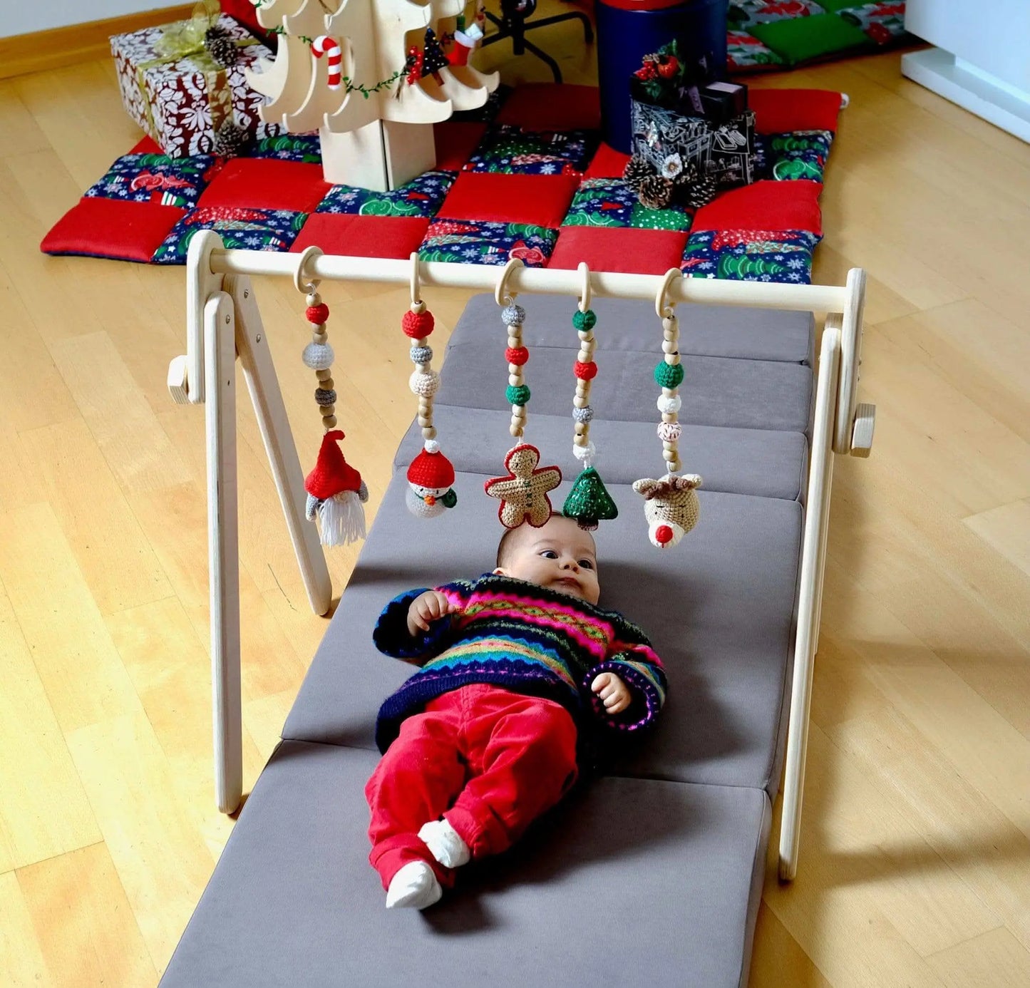 Kidodido Montessori Baby Gym With Hanging Toys Wooden Play Gym - Baby & Toddler > Baby Toys & Activity Equipment > Play Mats & Gyms > Play Mats