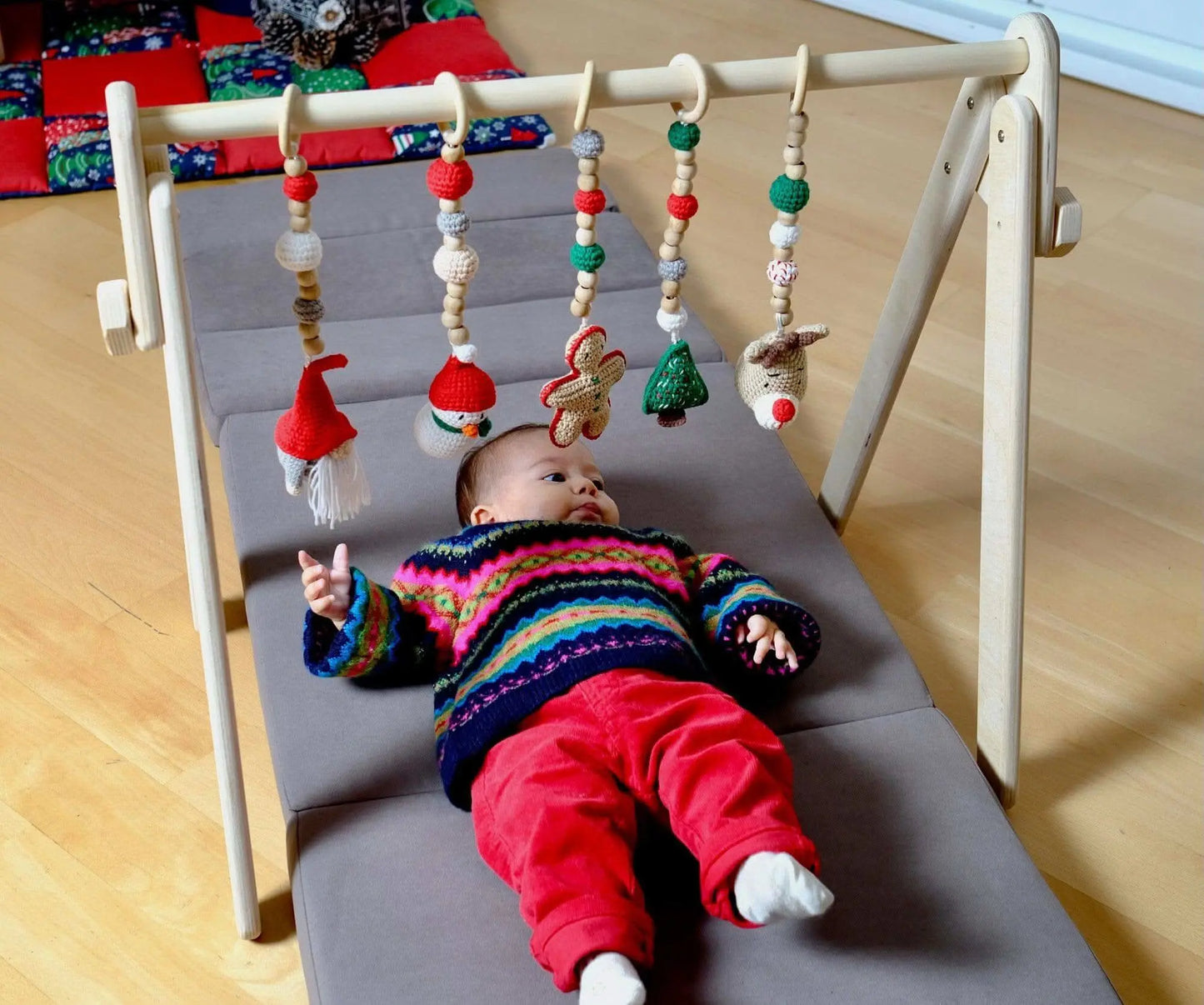 Kidodido Montessori Baby Gym With Hanging Toys Wooden Play Gym - Baby & Toddler > Baby Toys & Activity Equipment > Play Mats & Gyms > Play Mats