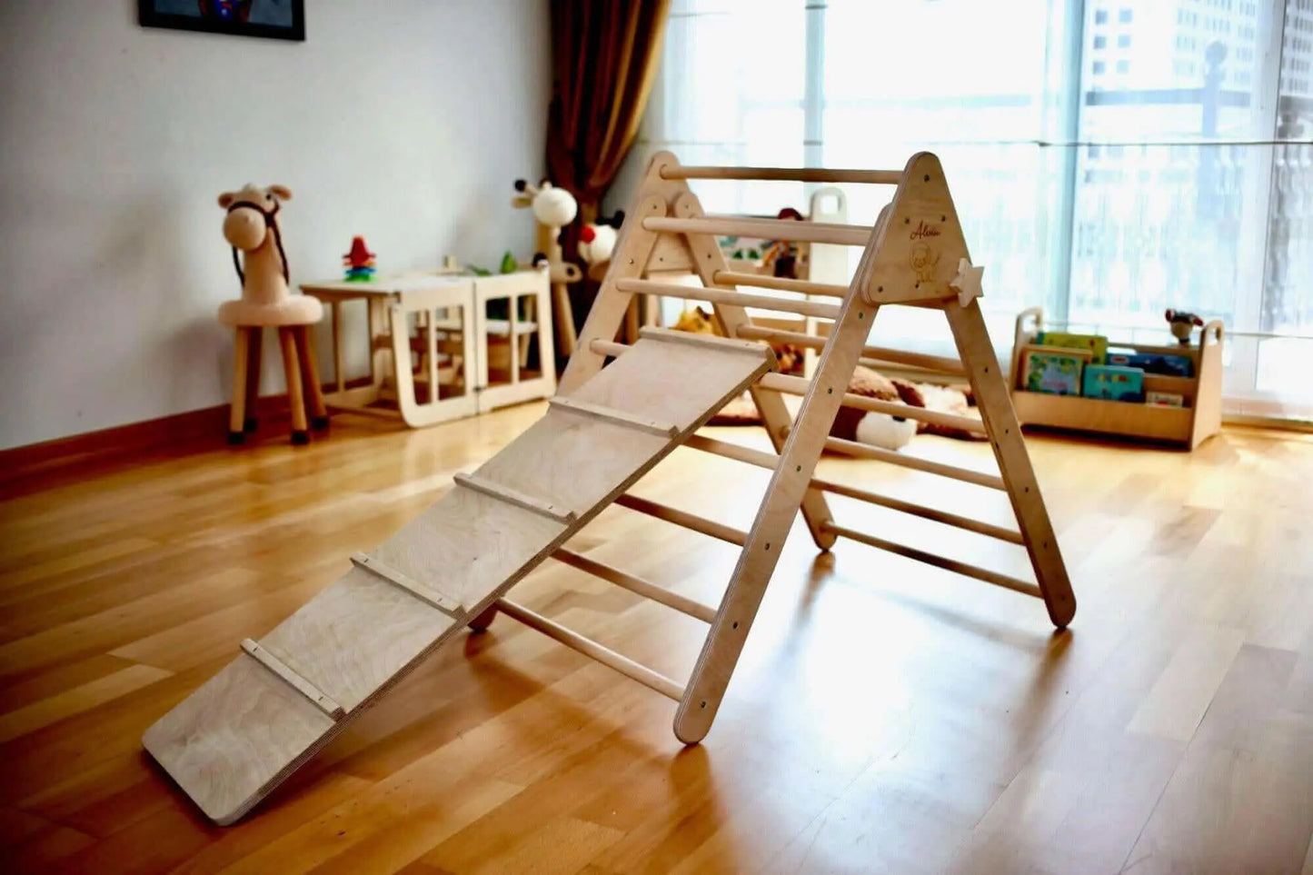 Kidodido Montessori Climbing Set Pikler Triangle Climbing Arch Ramp - Toys & Games > Outdoor Play Equipment > Swing Sets & Playsets Activity Gym Sets
