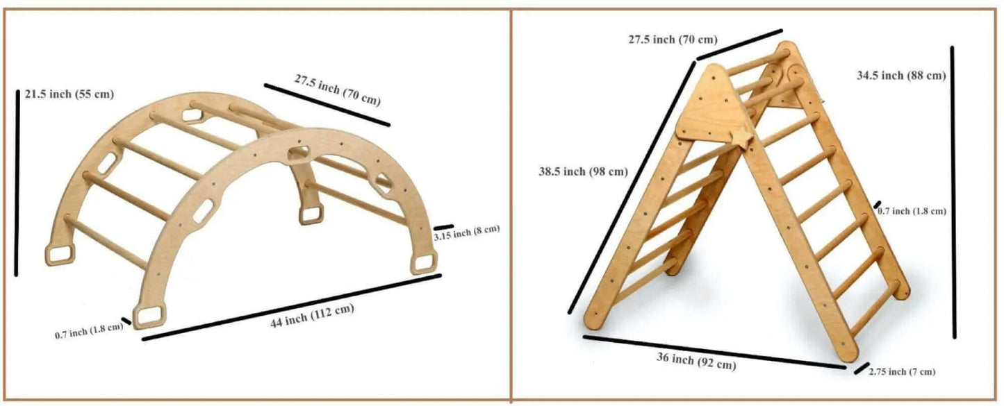 Kidodido Montessori Climbing Set Pikler Triangle Climbing Arch Ramp - Toys & Games > Outdoor Play Equipment > Swing Sets & Playsets Activity Gym Sets