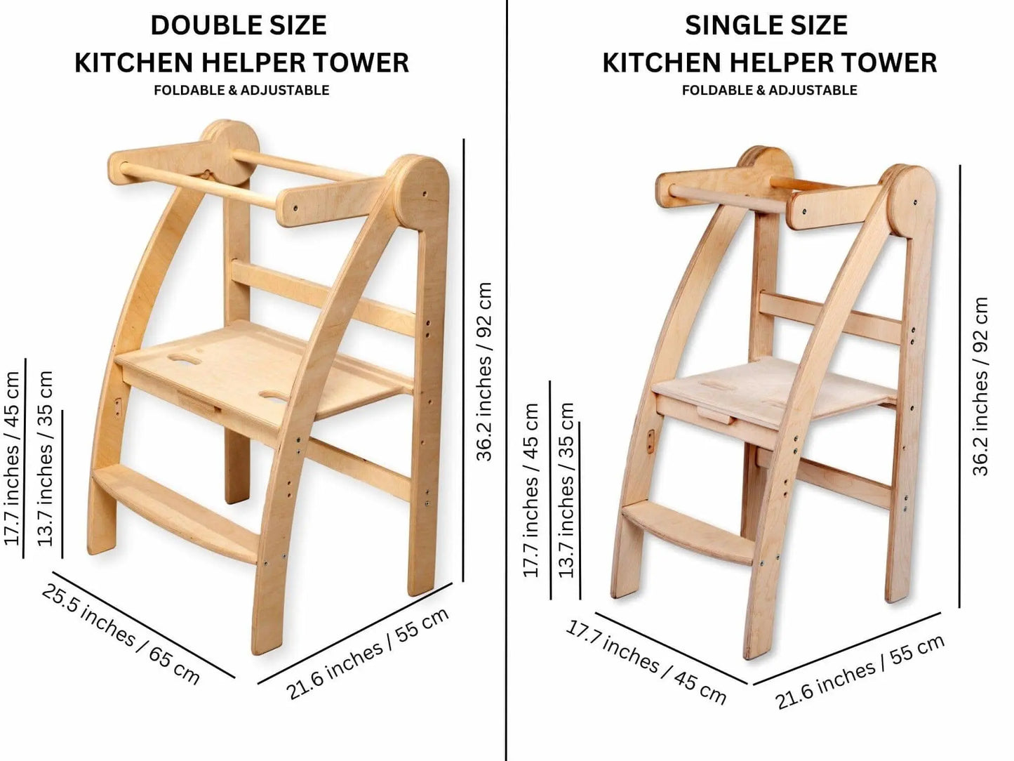Kidodido Montessori Foldable Toddler Tower Single or Double Size - Furniture > Baby & Toddler Furniture > High Chairs & Booster Seats Learning Towers