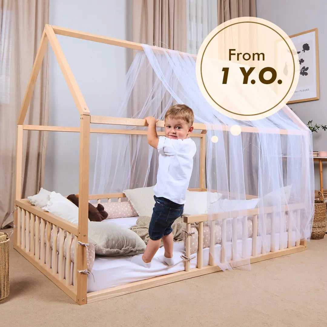 Montessori House Bed for Kids with Fence EU Size 200x120 cm Goodevas Everetts Place: Online Boutique