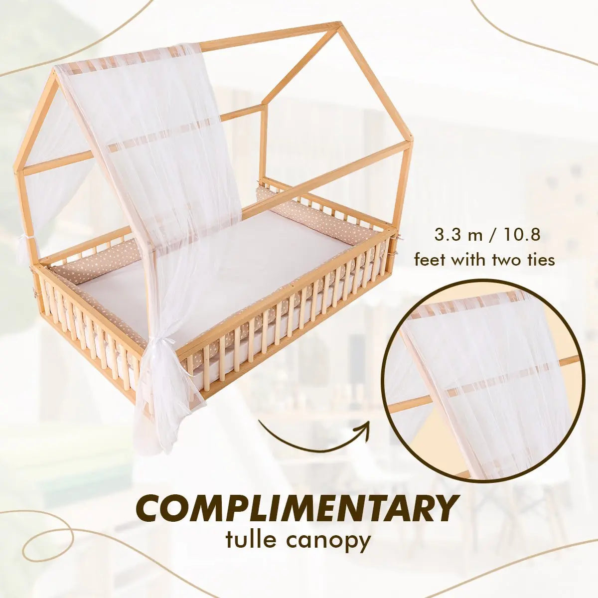 Montessori House Bed for Kids with Fence EU Size 200x120 cm Goodevas Everetts Place: Online Boutique