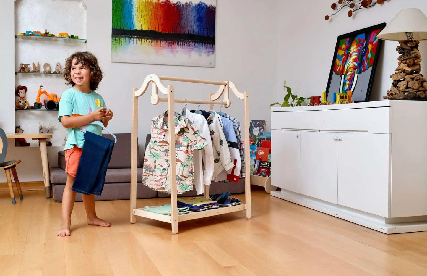 Kidodido Montessori Wooden Kids Clothing Rack Kidodido Wardrobe - Home & Garden > Household Supplies > Storage & Organization > Clothing & Closet Storage > Closet Organizers & Garment Racks > Garment Racks Clothing Rack