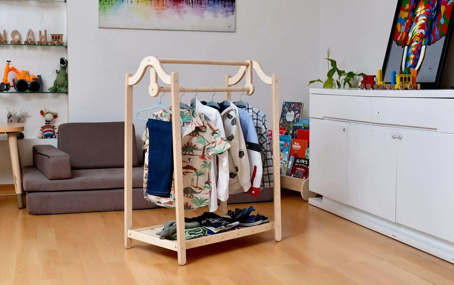 Kidodido Montessori Wooden Kids Clothing Rack Kidodido Wardrobe - Home & Garden > Household Supplies > Storage & Organization > Clothing & Closet Storage > Closet Organizers & Garment Racks > Garment Racks Clothing Rack