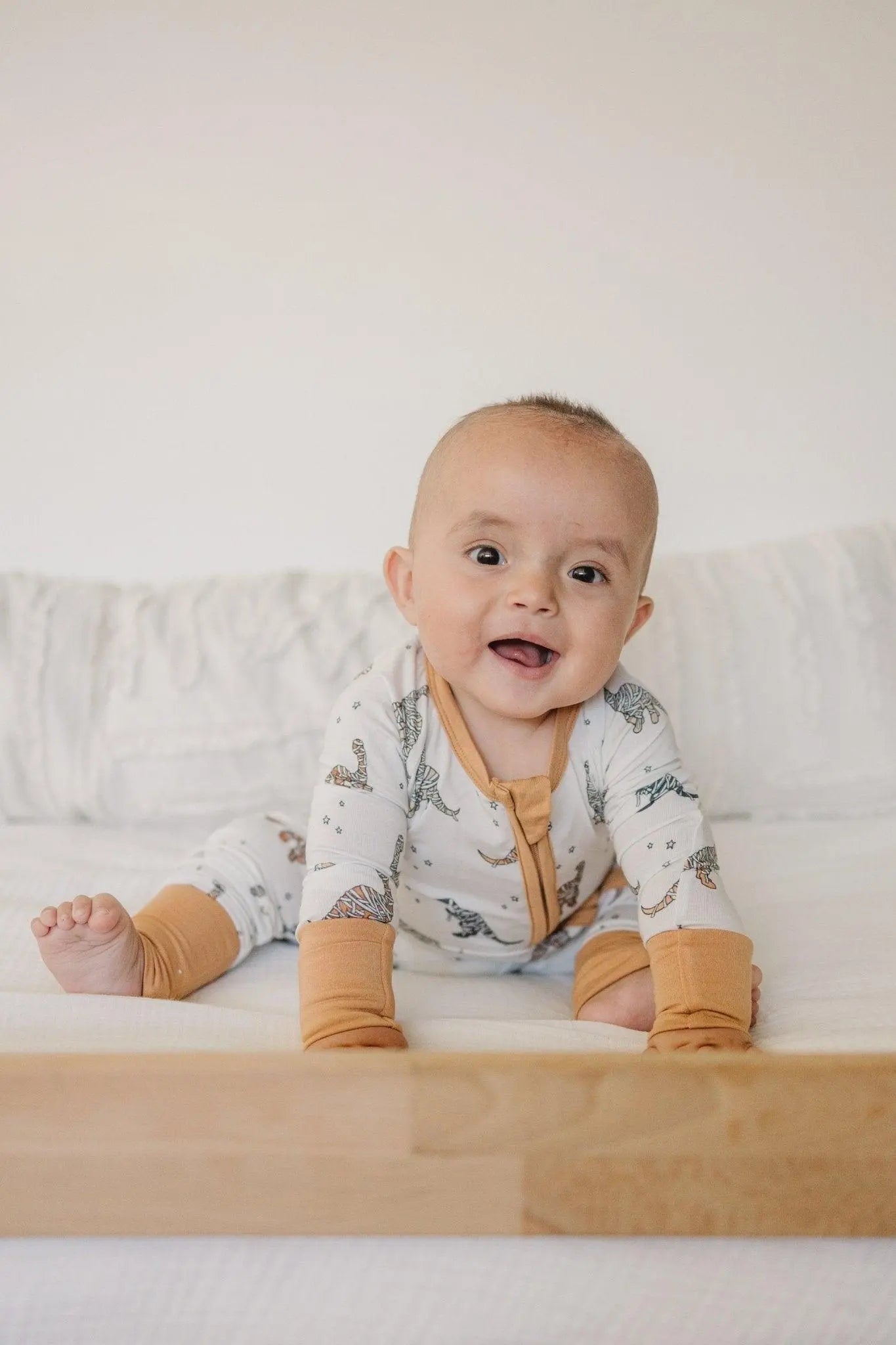 Little Joy Co. Mummy Saurus Rex Bamboo Zippy Romper Newborn To Three Months - Apparel & Accessories > Clothing > Baby & Toddler Clothing > Baby & Toddler Sleepwear
