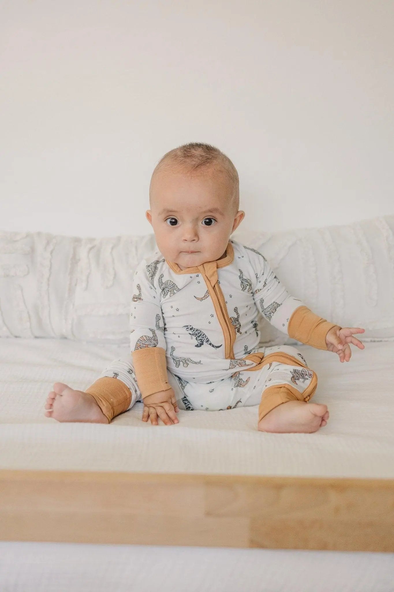 Little Joy Co. Mummy Saurus Rex Bamboo Zippy Romper Newborn To Three Months - Apparel & Accessories > Clothing > Baby & Toddler Clothing > Baby & Toddler Sleepwear
