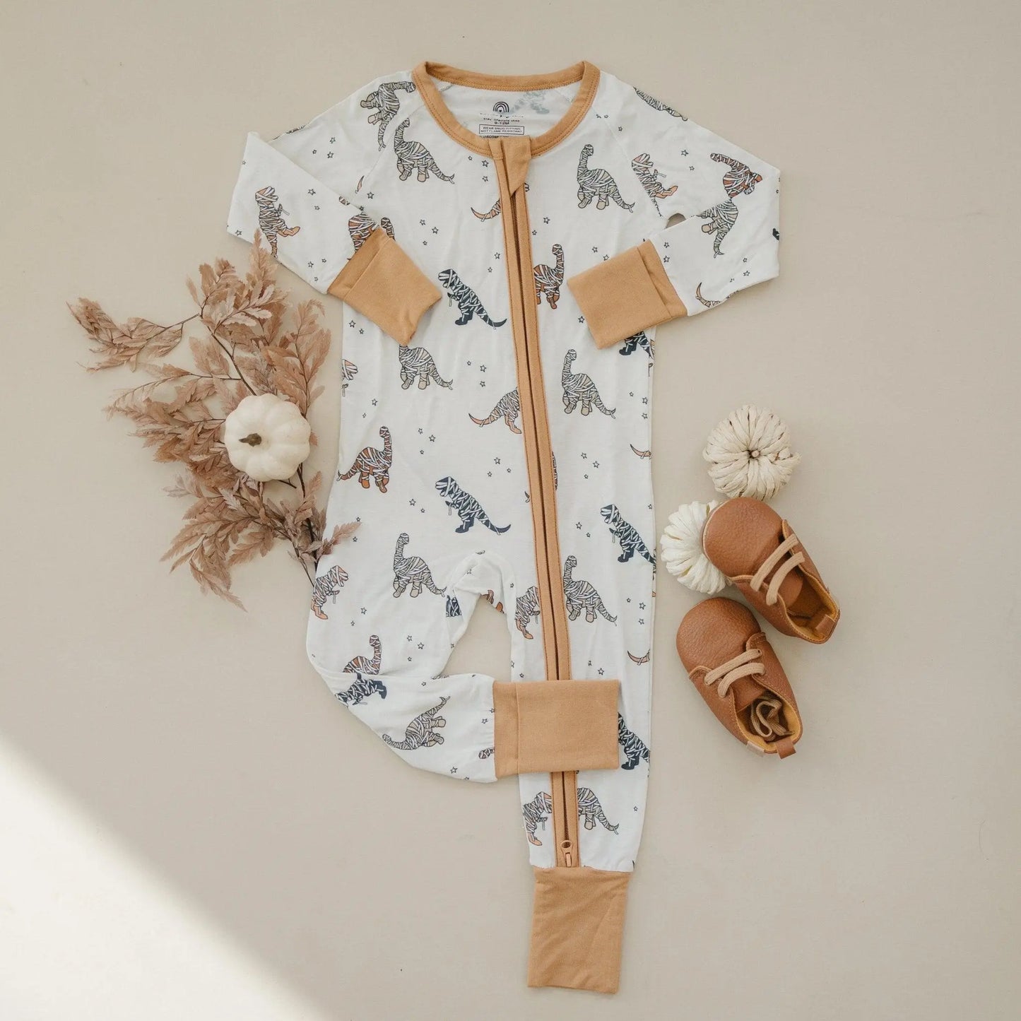 Little Joy Co. Mummy Saurus Rex Bamboo Zippy Romper Newborn To Three Months - Apparel & Accessories > Clothing > Baby & Toddler Clothing > Baby & Toddler Sleepwear