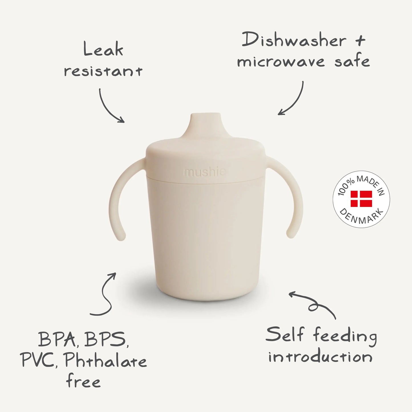 Mushie Trainer Sippy Cup Dishwasher and Microwave Safe with Easy Grip Handles Mushie Everetts Place: Online Boutique