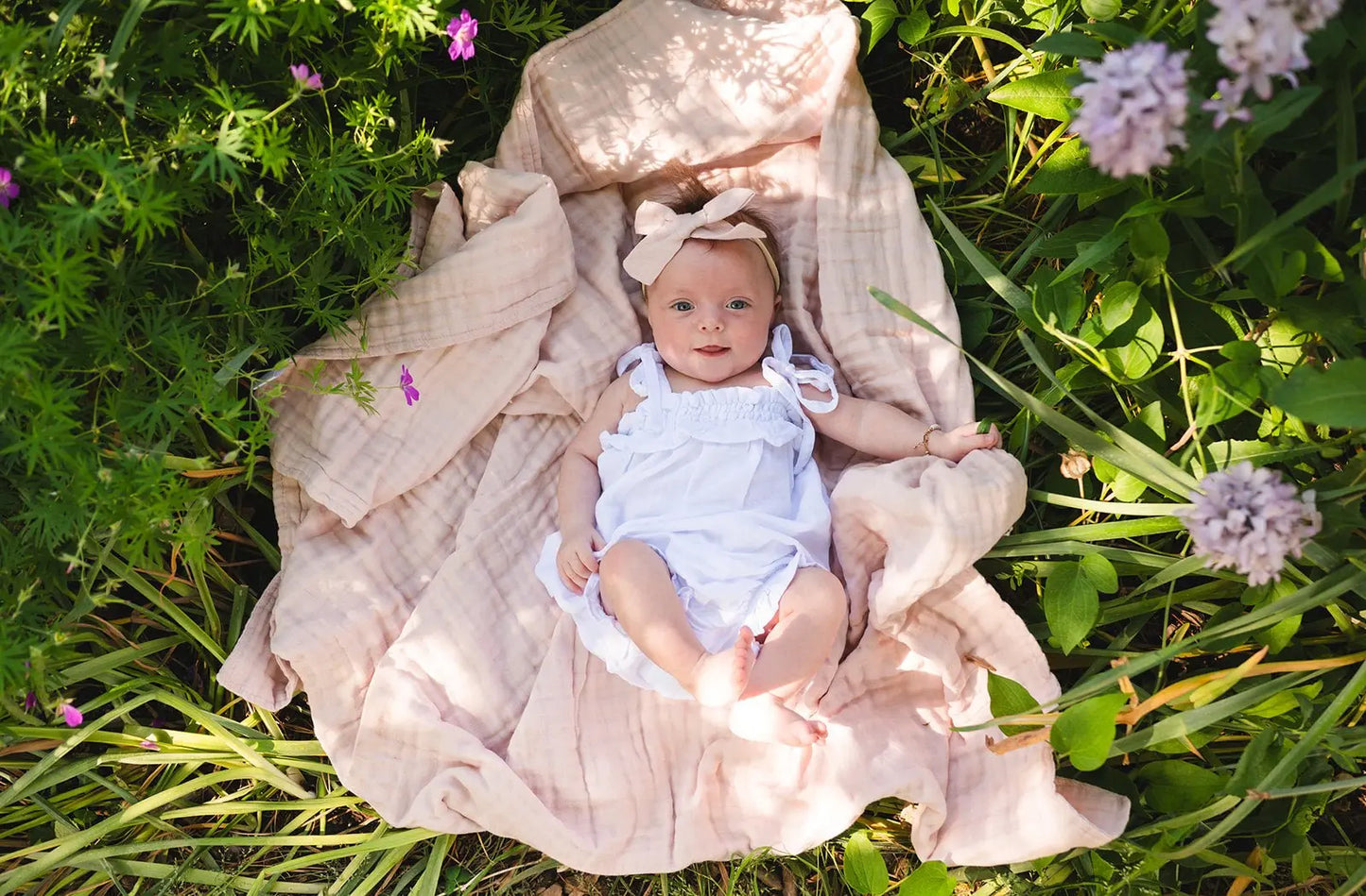 Muslin 6-Layer Blanket - Baby Pink Harp Angel Boutique
