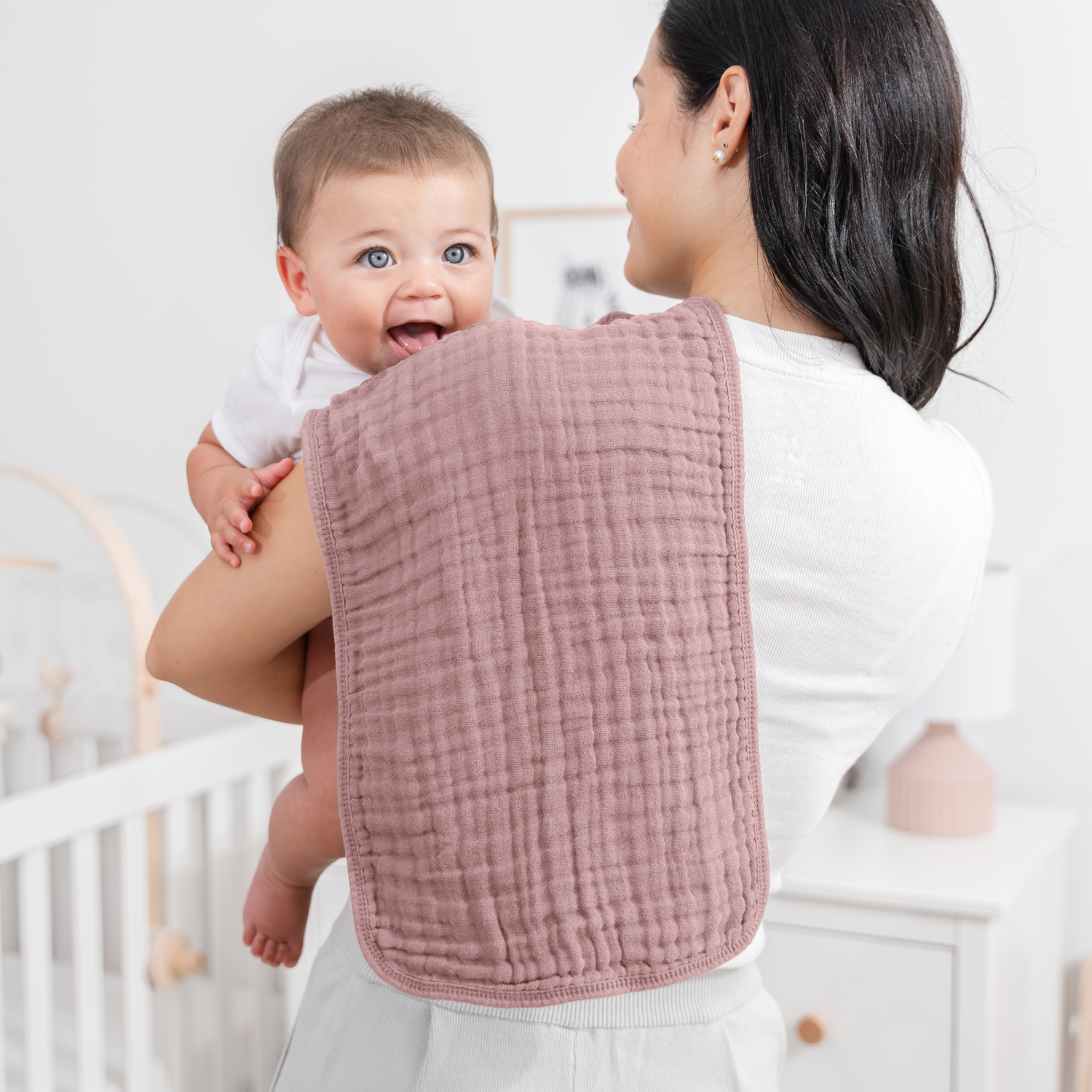 Muslin Burp Cloths Mauve Baby Essentials Gift Set Newborn Comfy Cubs Everetts Place: Online Boutique