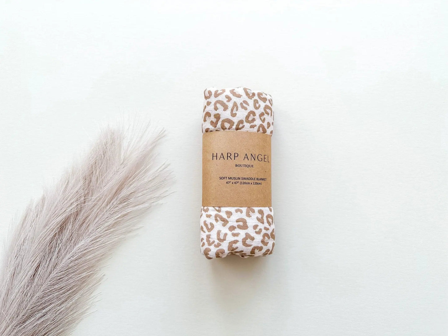 Muslin Swaddle Blanket - Brown Leopard Harp Angel Boutique