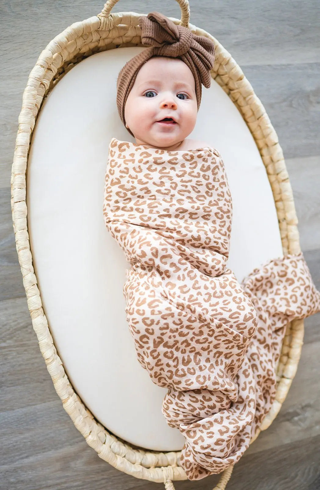 Muslin Swaddle Blanket - Brown Leopard Harp Angel Boutique