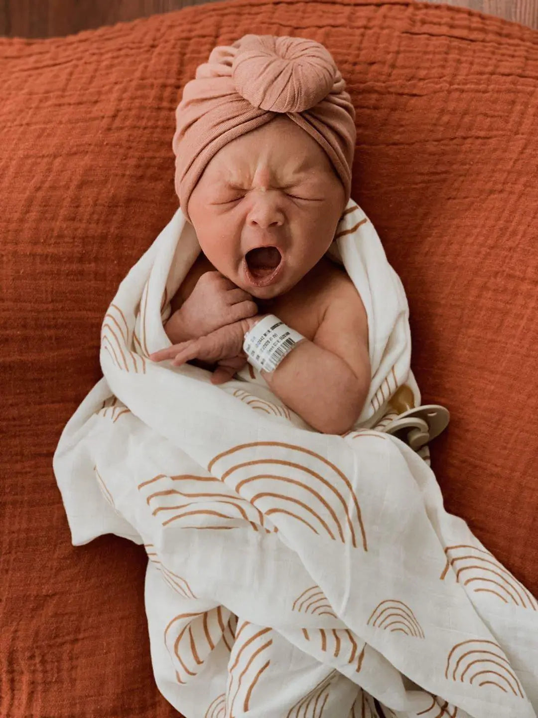 Muslin Swaddle Blanket - Caramel Rainbow Harp Angel Boutique