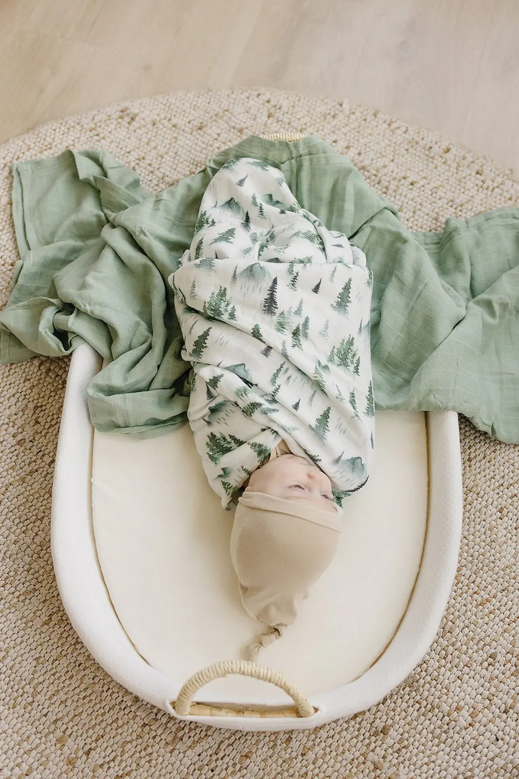 Muslin Swaddle Blanket - Green Forest Harp Angel Boutique