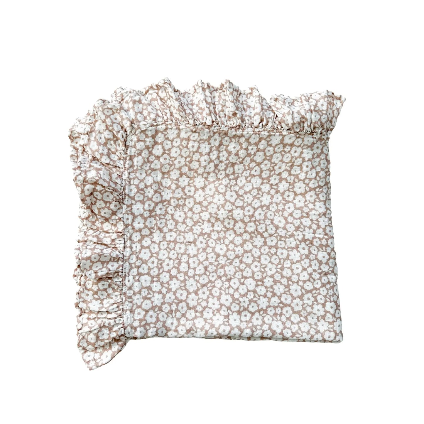 Muslin Swaddle Blanket - Mocha Ditsy Floral Ruffle Harp Angel Boutique