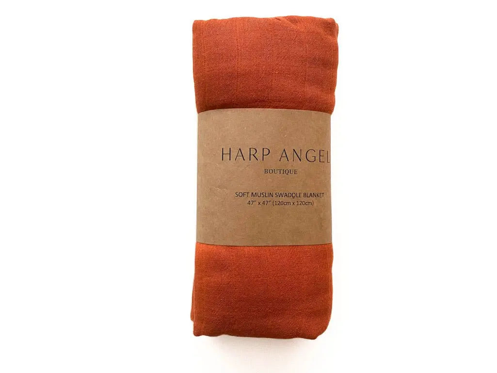 Muslin Swaddle Blanket - Rust Harp Angel Boutique