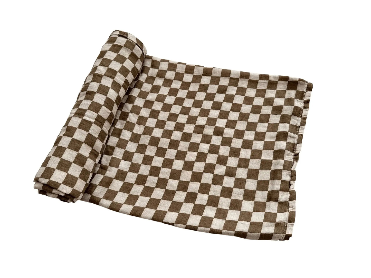 Muslin Swaddle Blanket - Toffee Checkered Harp Angel Boutique