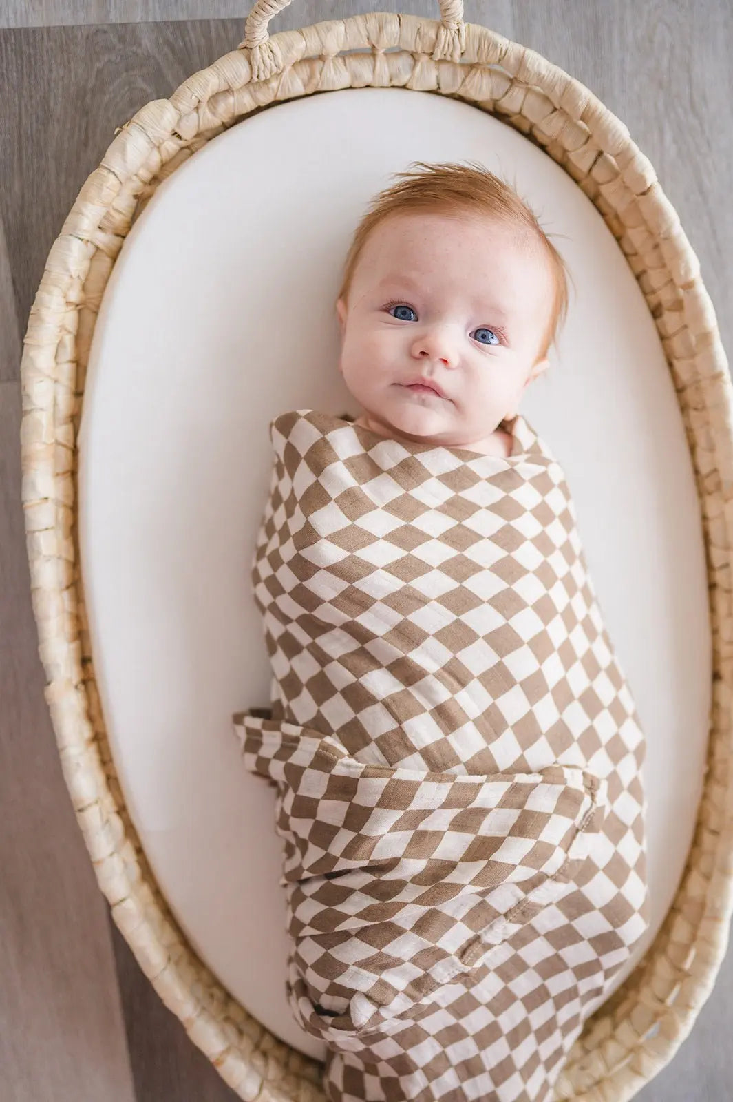 Muslin Swaddle Blanket - Toffee Checkered Harp Angel Boutique