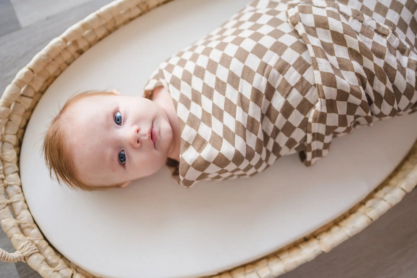 Muslin Swaddle Blanket - Toffee Checkered Harp Angel Boutique