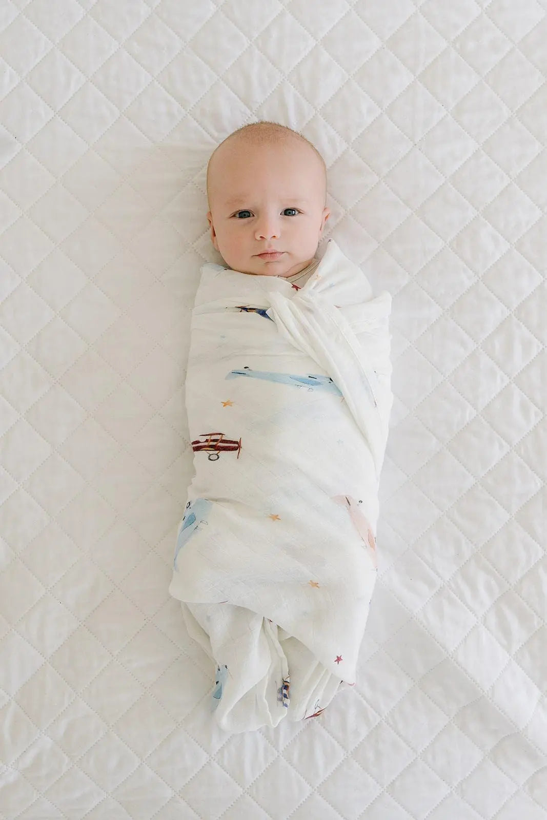 Muslin Swaddle Blanket - Vintage Airplane Harp Angel Boutique