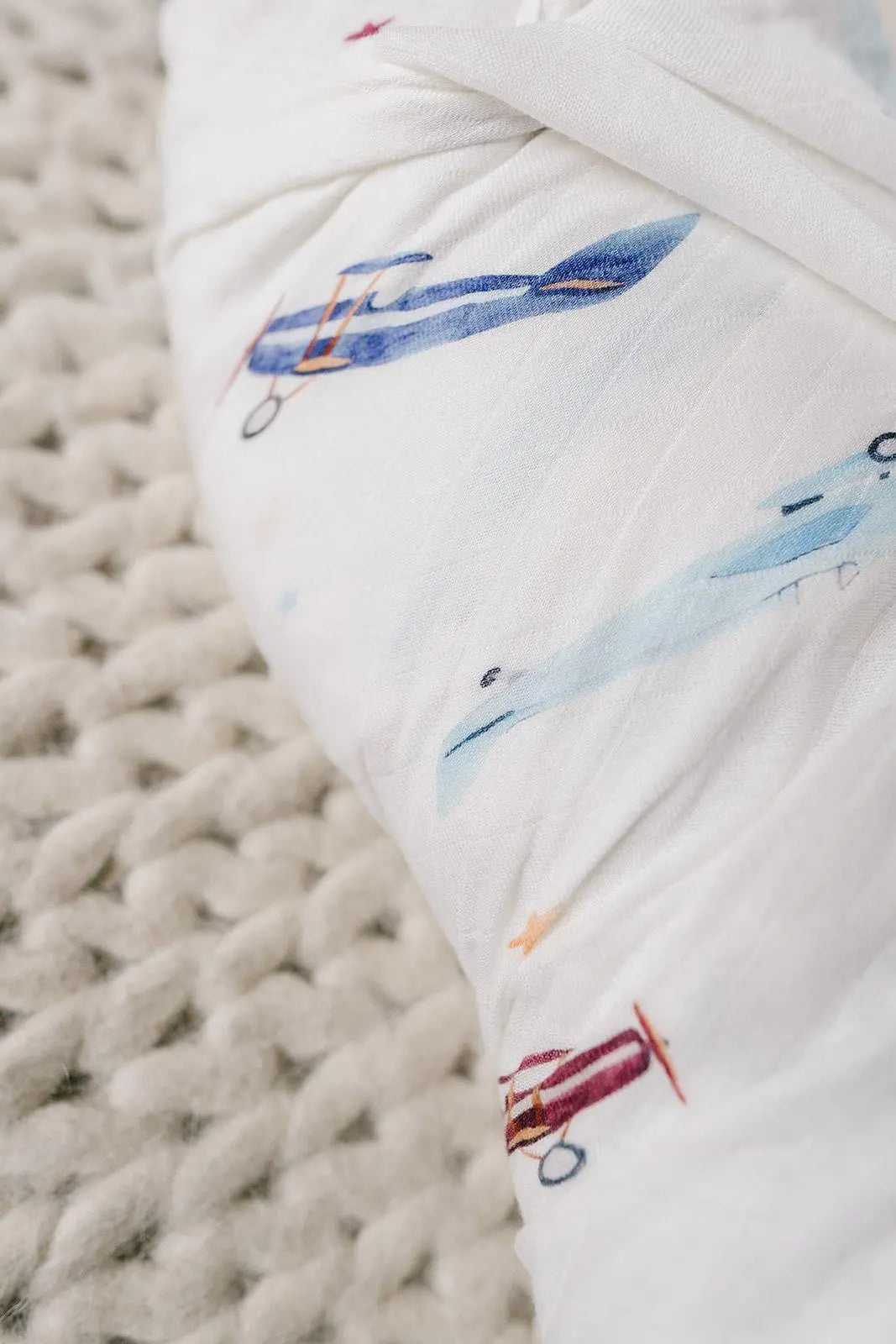 Muslin Swaddle Blanket - Vintage Airplane Harp Angel Boutique