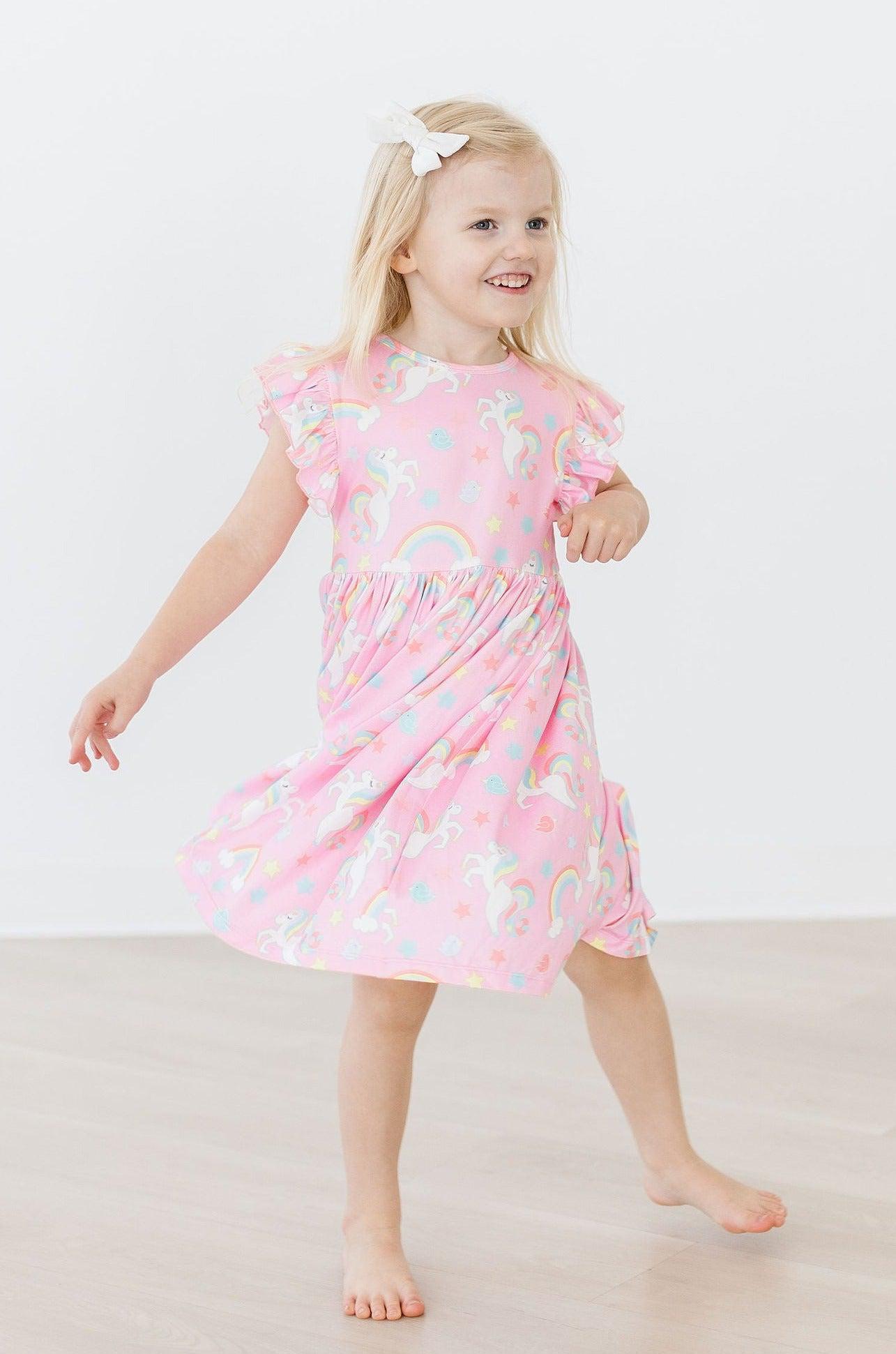 Mila & Rose ® My Little Unicorn Flutter Sleeve Twirl Dress for Girls - Apparel & Accessories > Clothing > Dresses Twirl Dress Flutter