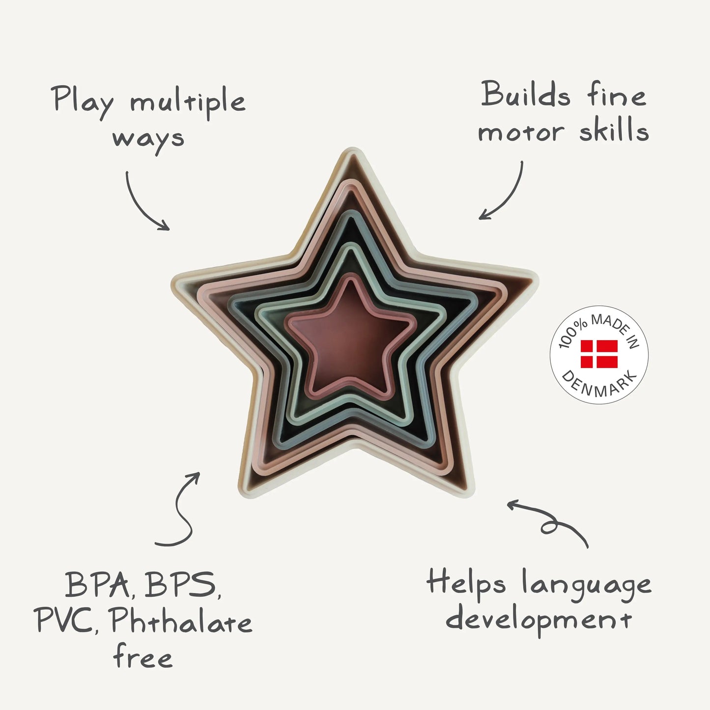 Nesting Stars Toy Set for Kids Aged 10 Months to 3 Years Mushie Everetts Place: Online Boutique