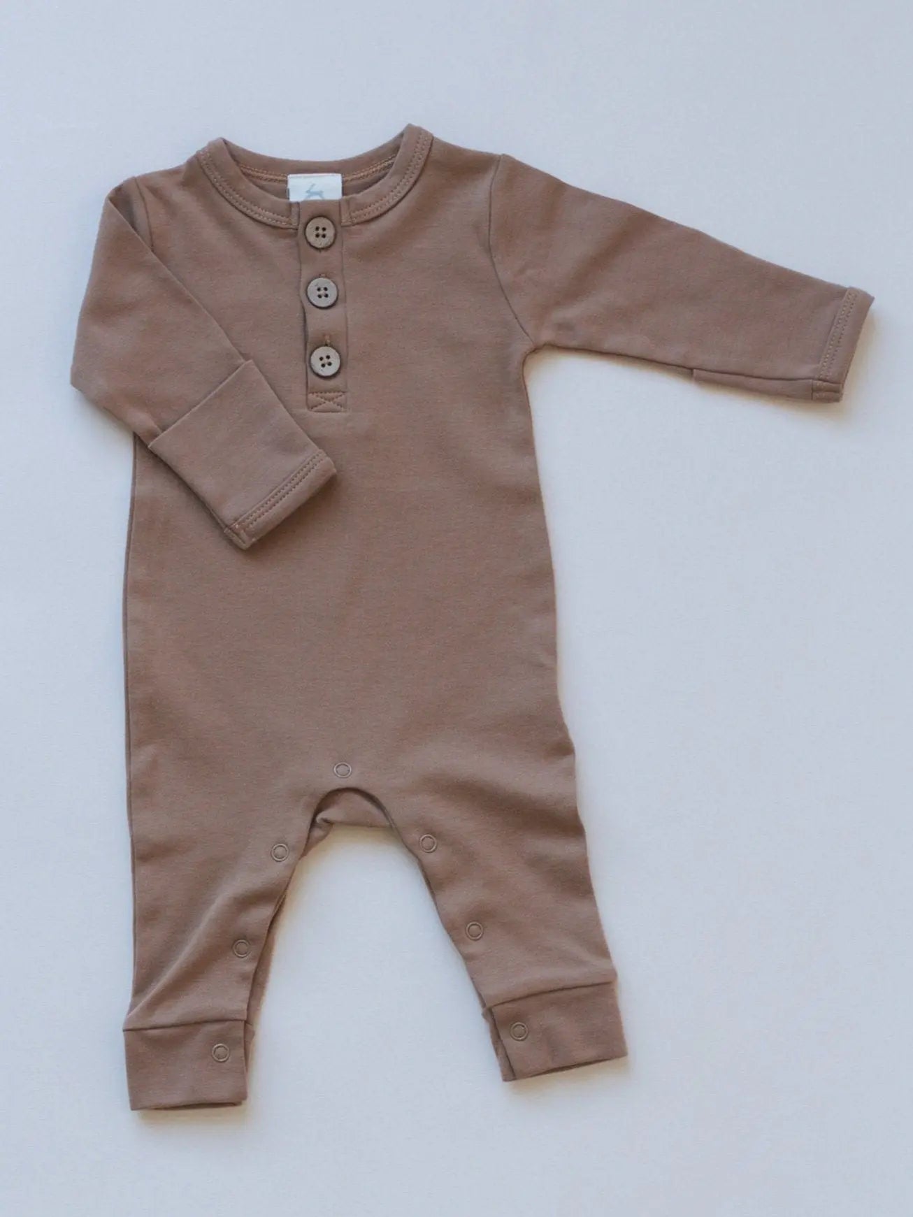 Little Joy Co. Neutral Organic Cotton Henley Romper For Babies Infant Wear - Apparel & Accessories > Clothing > Baby & Toddler Clothing > Baby One-Pieces