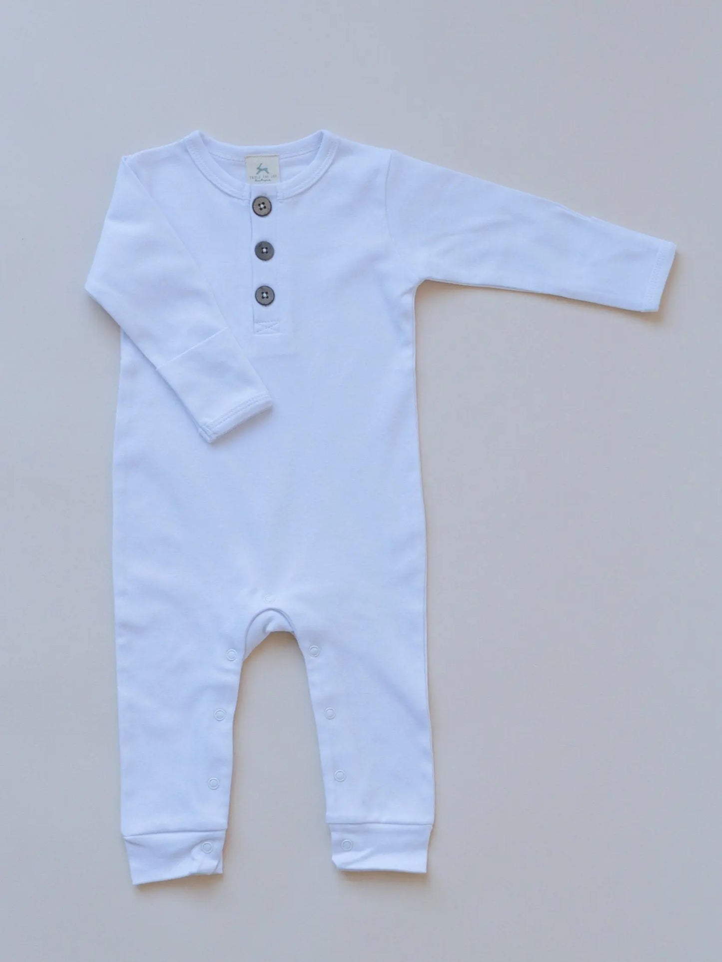 Little Joy Co. Neutral Organic Cotton Henley Romper For Babies Infant Wear - Apparel & Accessories > Clothing > Baby & Toddler Clothing > Baby One-Pieces