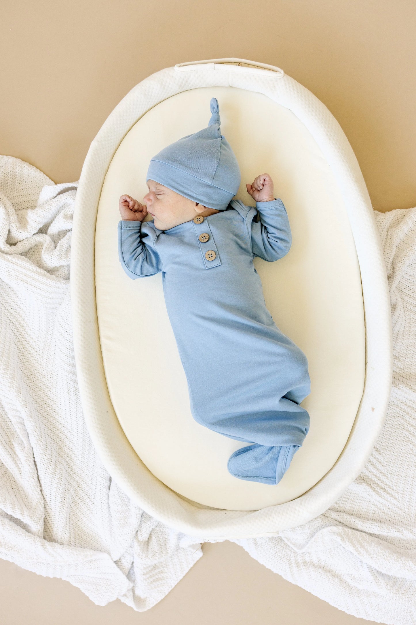 Little Joy Co. Newborn Bamboo Gown And Hat Set By Little Joy Co Boutique - Apparel & Accessories > Clothing > Baby & Toddler Clothing > Baby One-Pieces