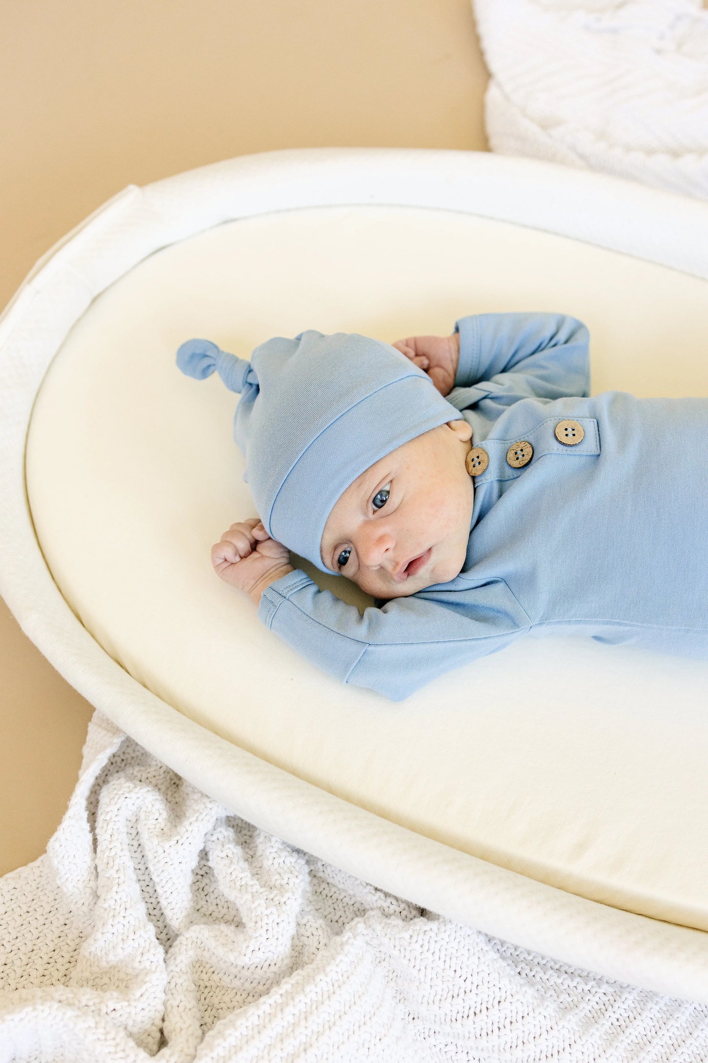 Little Joy Co. Newborn Bamboo Gown And Hat Set By Little Joy Co Boutique - Apparel & Accessories > Clothing > Baby & Toddler Clothing > Baby One-Pieces